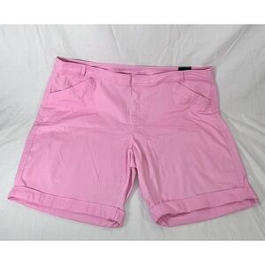 Lane Bryant Pink Bermuda Shorts Womens Sz 26 Stretch Cotton Cuffed Casual Summer